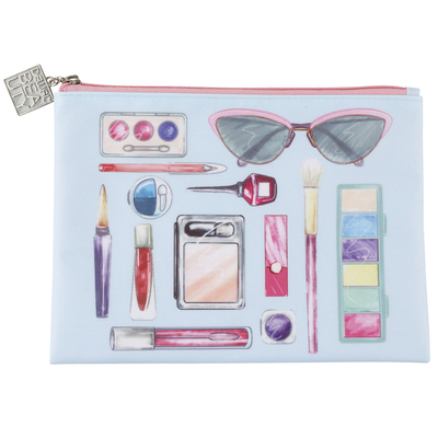 Косметичка Dewal Beauty серия "Модница", голубая 22,5х17х1см