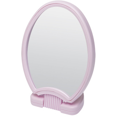 Зеркало Dewal Beauty настольное, в розовой оправе, на пластиковой подставке, 26*14.5 см.