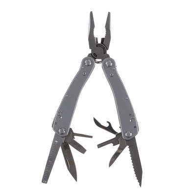 Мультитул Stinger, 105x50 мм, 16 функций, сталь, серебристый, 10 насадок и нейлоновый чехол