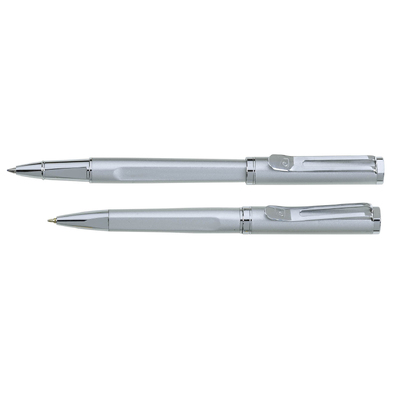 Набор Pierre Cardin коллекция «ПАРА | PEN&PEN» : ручка шариковая + роллер. Цвет - серебристый. Упаковка Е.