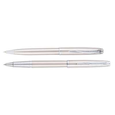 Набор Pierre Cardin коллекция «ПАРА | PEN&PEN» : ручка шариковая + роллер. Цвет - серебристый. Упаковка Е.