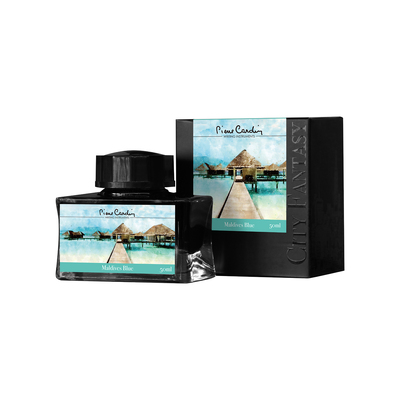 Флакон чернил Pierre Cardin 50мл, коллекция «ГОРОДСКАЯ ФАНТАЗИЯ | CITY FANTASY» цвет Maldives Blue (Голубые Мальдивы)