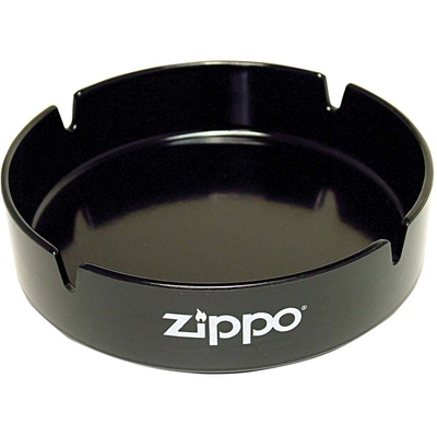 Пепельница ZIPPO, долговечный пластик, чёрная с фирменным логотипом, диаметр 13 см