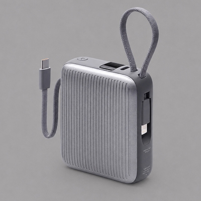 Внешний АКБ NRG Turbo Cable 10000 mAh, 22,5Вт, графит, Deppa