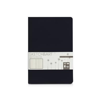 Скетчбук "Sketch & Art" в твердом переплете 143х216 мм, 100 л. черной бумаги 100 г/м2, черный