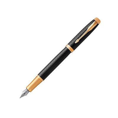 Перьевая ручка Parker IM Premium Black GT, перо: F, цвет чернил: blue, в подарочной упаковке.