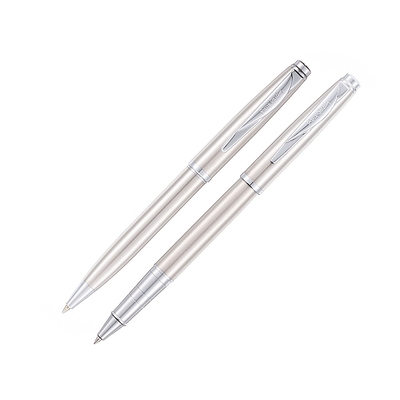 Набор Pierre Cardin PEN&PEN: ручка шариковая + роллер. Цвет - серебристый. Упаковка Е.