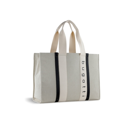 Сумка-тоут женская BUGATTI АМБРА | AMBRA, бежево-черный цвет, хлопок/полиэстер, 45х14х32 см