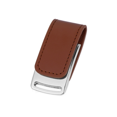 Флеш-карта USB 2.0 16 Gb с магнитным замком "Vigo", светло-коричневый/серебристый