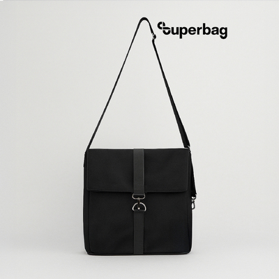 Шоппер Superbag Companion, с тремя отделениями, боковым креплением (карабин) и карманом (черный)