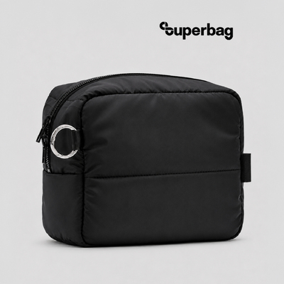 Несессер Superbag Bubble, стёганый, на молнии, с креплением на кольцо-карабин (черный)