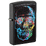 Зажигалка ZIPPO Цветной череп с черным матовым покрытием | Colorful Skull Design Black Matte, латунь/сталь, черная, 38x13x57 мм