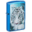 Зажигалка ZIPPO Белый тигр с глянцевым синим покрытием | White Tiger High Polish Blue, латунь/сталь, синяя, глянцевая, 38x13x57 мм