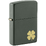 Зажигалка ZIPPO Четырехлистный клевер с зеленым матовым покрытием | Four Leaf Clover Green Matte, латунь/сталь, зеленая, 38x13x57 мм