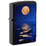 Зажигалка ZIPPO Закат луны с покрытием черный свет | Moon Sunset Black Light, латунь/сталь, чёрная, матовая, 38x13x57 мм